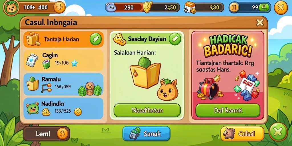 Sistem reward menarik yang menambah motivasi bermain.